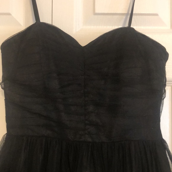 Hailey Logan Tulle Mini Dress Black w/Gold pattern, sweetheart neckline sz 2 - Picture 4 of 16